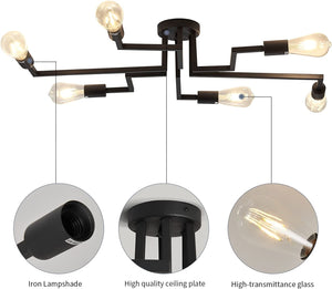 6 light semi flush ceiling lights vintage black mount ceiling lamp