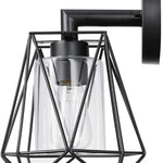 Black glass wall sconce industrial cage wall lighting