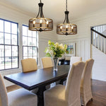 Farmhouse  black and gold chandelier industrial hanging light fixture