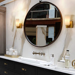 2 pack Cylinder Glasswall light fixture modern brass vanity light