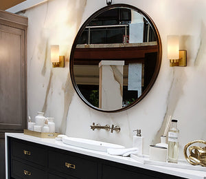 2 pack Cylinder Glasswall light fixture modern brass vanity light