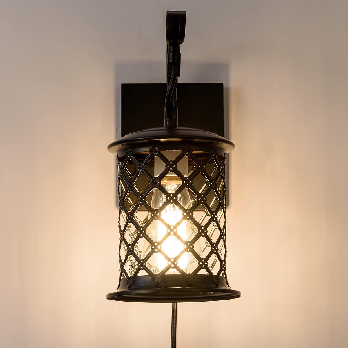 Black wall sconce light vintage industrial cage wall sconces