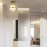 Modern globe semi flush mount fixture white opal glass ceiling lamp
