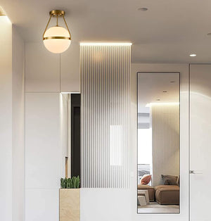 Modern globe semi flush mount fixture white opal glass ceiling lamp