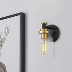 Industrial gold wall sconce modern black bathroom sconces with glass shade
