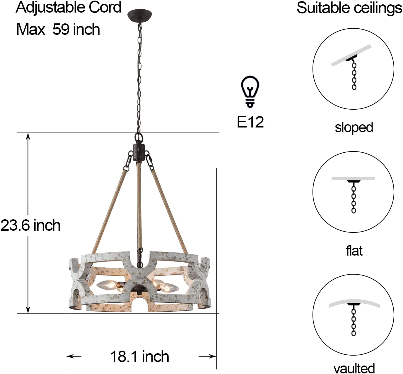 4 light dining chandelier rust wood farmhouse pendant light fixture