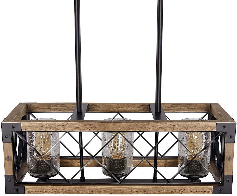 Wood pendant light fixture island dining hanging lamp