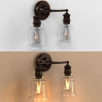 2 light rust vanity wall lights farmhouse glass wall sconces light with dark bronze finish