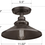 Industrial semi flush mount ceiling light  with bronze finish farmhouse close to ceiling lighting fixture