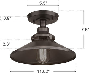 Industrial semi flush mount ceiling light  with bronze finish farmhouse close to ceiling lighting fixture