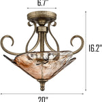Rust semi flush mount ceiling light vintage glass ceiling lamp