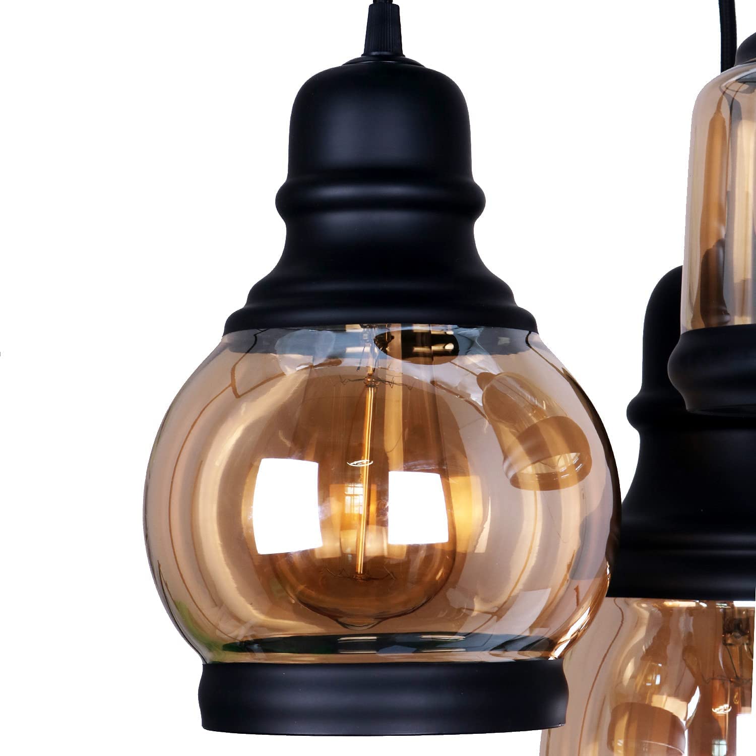 3 lights Mason Jar glass black painted pendant lamp light