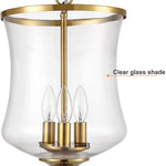 3 light brass ceiling light glass semi flush mount light fixture
