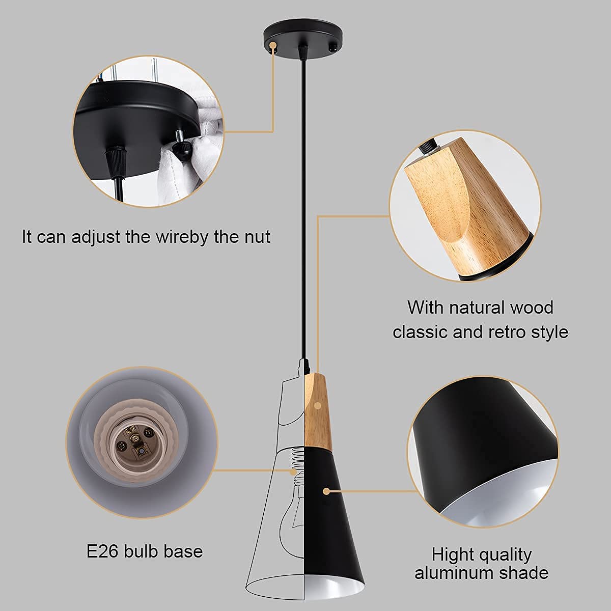 Wooden pendent lights in kitchen island black mini hanging light fixture