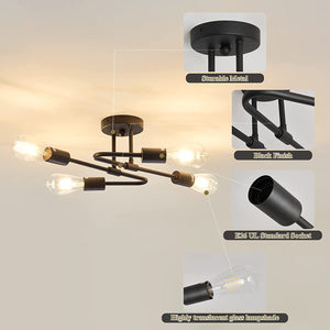 Industrial 4 light semi flush mount ceiling light fixture black ceiling lamp