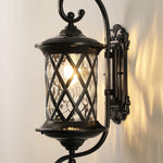 Metal wall art outdoor black die-cast aluminium wall sconce with glass shade