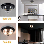 2-Light Farmhouse Semi Flush Mount Lighting Fixture black glass ceiling lamp