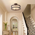 2 light Semi Flush Mount Rustic Ceiling Light industrial drum ceiling light fixture