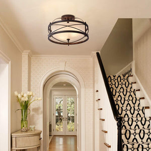 2 light Semi Flush Mount Rustic Ceiling Light industrial drum ceiling light fixture