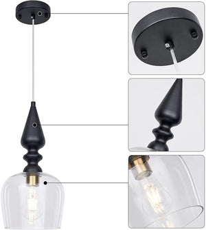 Black pendant lighting glass hanging light fixture