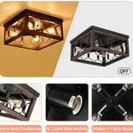 4 Lights square Ceiling Light Fixture farmhouse Vintage Industrial Close to Ceiling Lamp