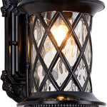Metal wall art outdoor black die-cast aluminium wall sconce with glass shade