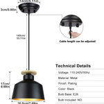 Black industrial pendant light adjustable bar ceiling hanging light