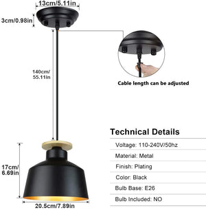 Black industrial pendant light adjustable bar ceiling hanging light