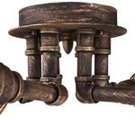 6 light industrial pipe ceiling light with rust finish