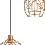 Industrial gold basket pendant lighting cage bamboo pendant light