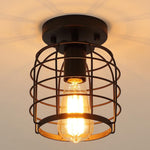 Simplicity industrial flush mount light fixture black farmhouse cage ceiling lamp