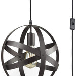 Vintage industrial hanging light,plug in spherical pendant light fixture
