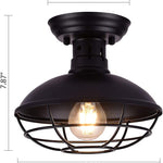 vintage industrial semi flush mount ceiling light fixture farmhouse black cage ceiling lamp