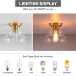 Farmhouse glass semi flush mount ceiling light industrial close to ceiling light with glass shade