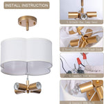 4 light semi flush mount ceiling lamp white fabric ceiling light