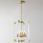 8 light modern acrylic chandelier gold square pendant light fixture