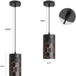 Black cylindrical pendant light mini industrial hanging lighting fixture
