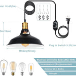 Vintage industrial dimmer switch plug in edison black pendant light