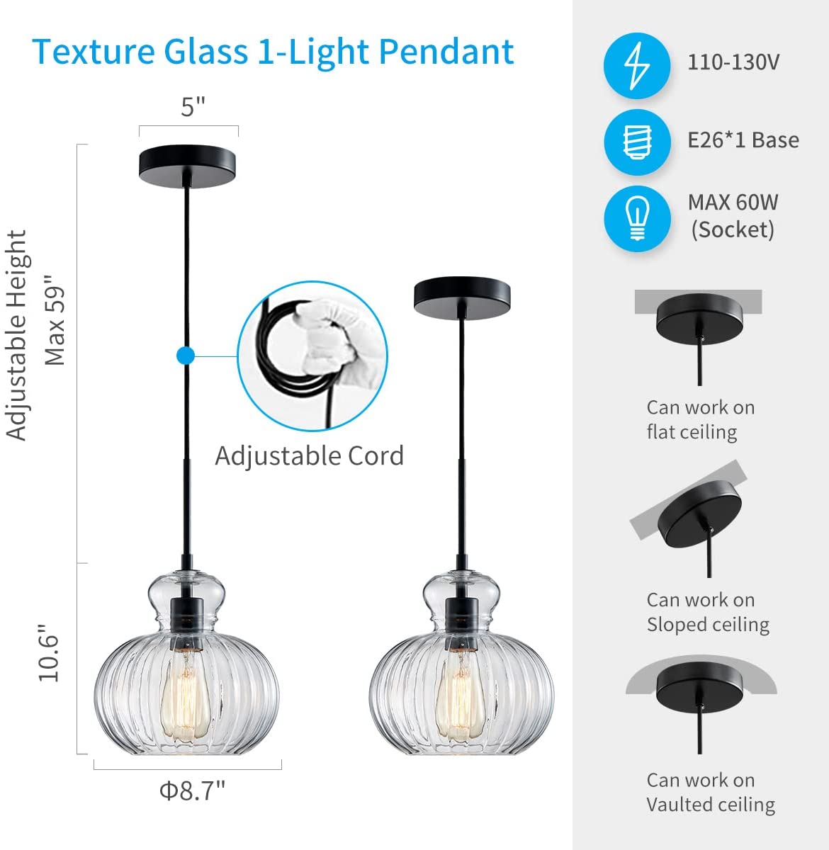 Farmhouse kitchen island pendant light glass globe pendant lamp lighting