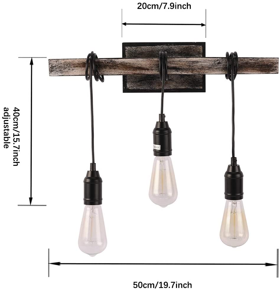 3 light simplicity vintage wall sconce farmhouse wire wood beam wall lamp