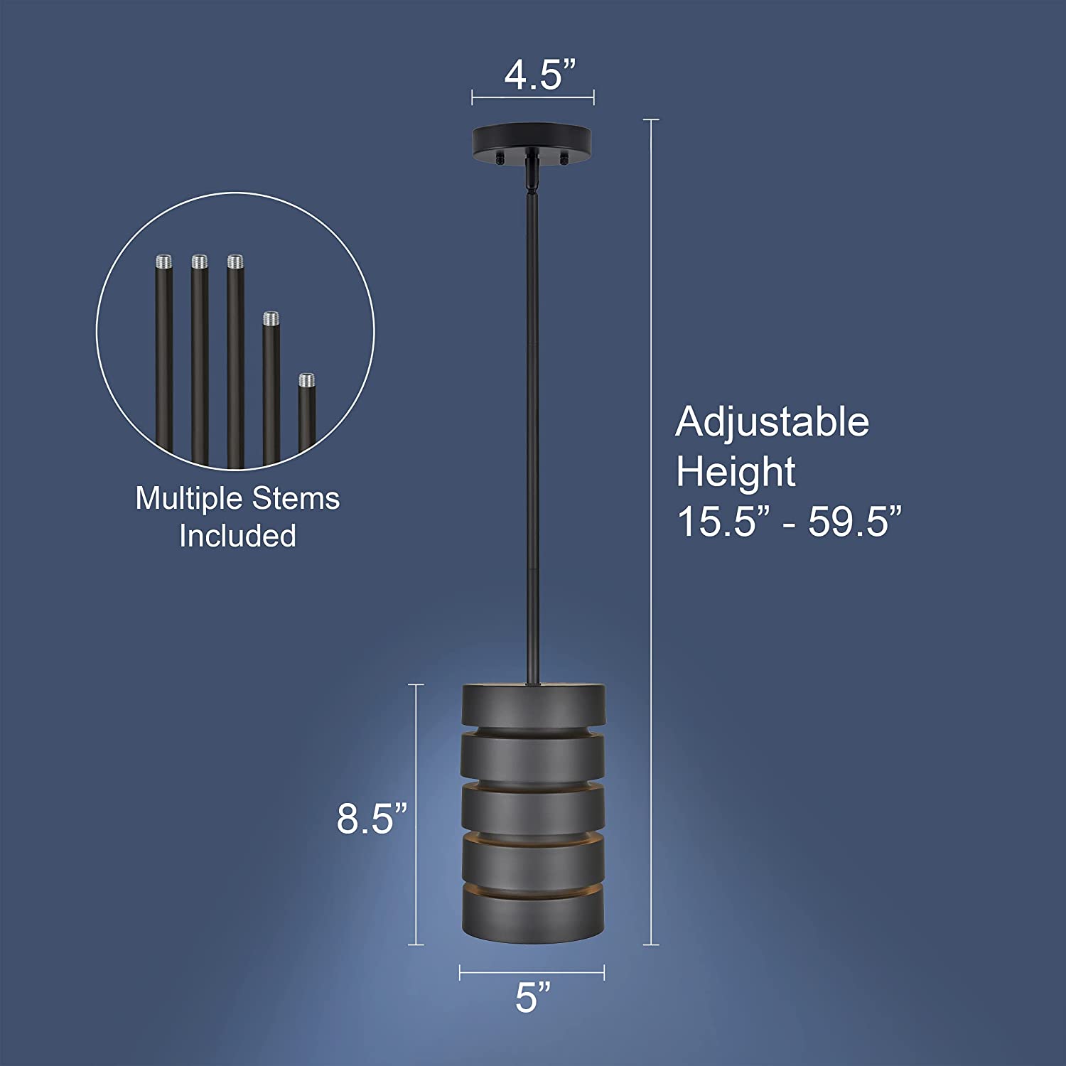 Modern pendant light cylinder mini hanging light with stem