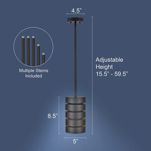 Modern pendant light cylinder mini hanging light with stem
