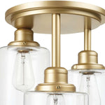 3 light  3-Light Flush Mount Ceiling Light glass ceiling lamp with gold finish