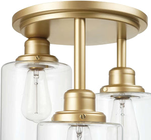 3 light  3-Light Flush Mount Ceiling Light glass ceiling lamp with gold finish