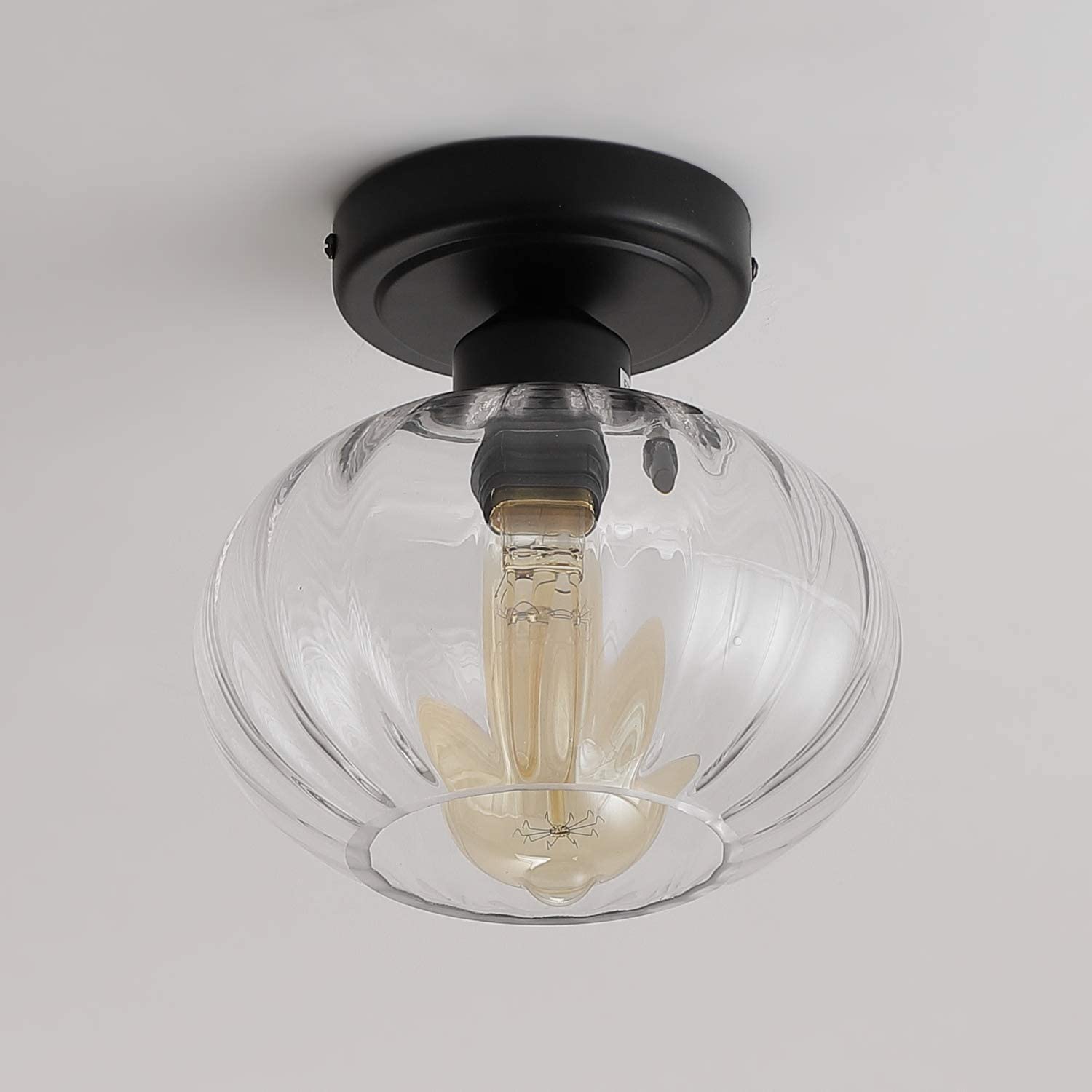 Industrial Glass Flush Mount Light Fixture with Glass Shade rust semi flush mount lamp