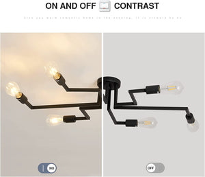 6 light semi flush ceiling lights vintage black mount ceiling lamp