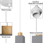 Modern square pendant light with grey color adjustable pendant lamp fixture