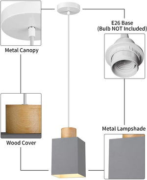 Modern square pendant light with grey color adjustable pendant lamp fixture