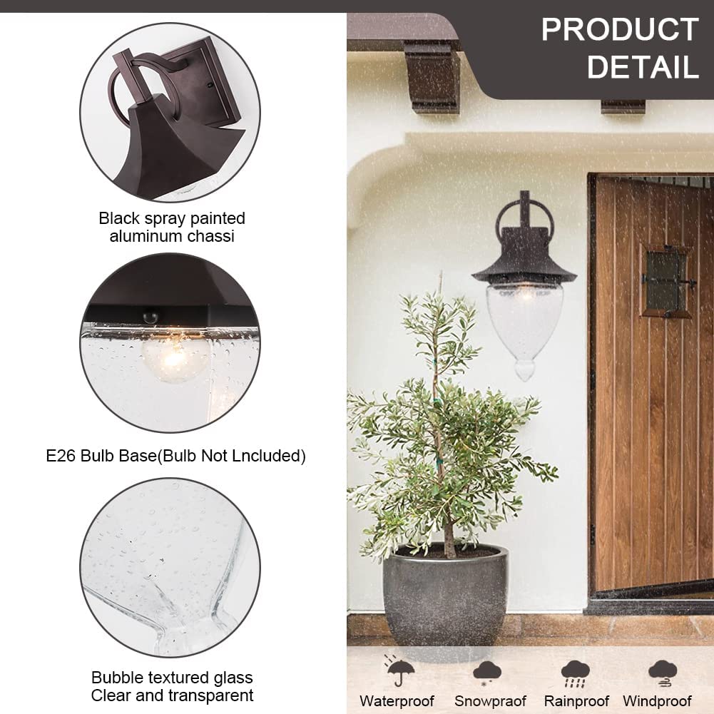 Vintage hammered glass Wall light sconces retro lantern with oil rubbed bronze finish
