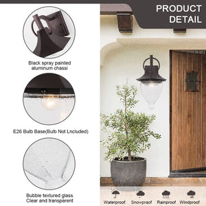 Vintage hammered glass Wall light sconces retro lantern with oil rubbed bronze finish